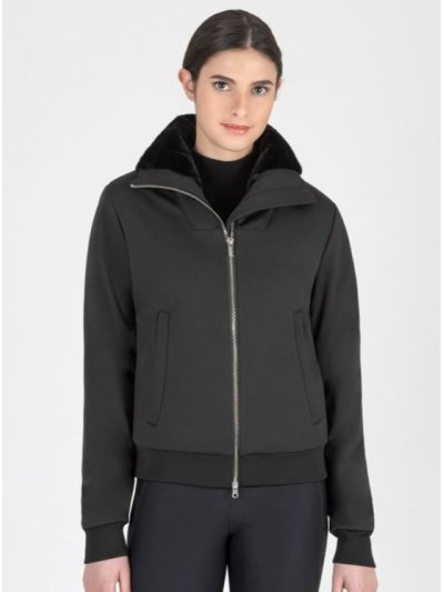 Chaqueta negra de tejido exterior elástico y transpirable e interior de piel sintética para mujer - Garen - Equiline