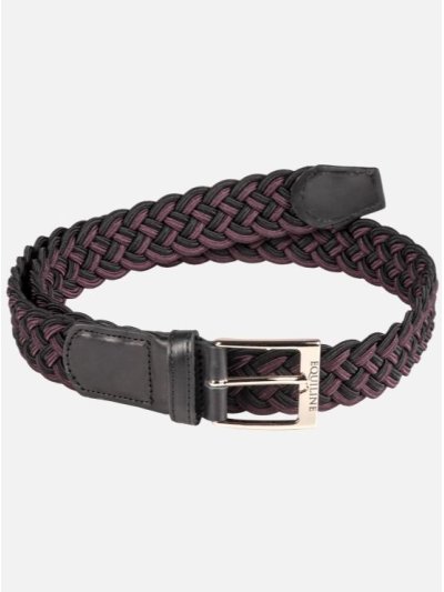 Cinturón trenzado elástico de algodón negro y burdeos unisex Camirac - Equiline