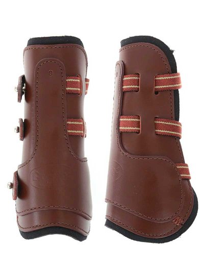 Lot de 2 protège-tendons (antérieurs) en cuir marron pour poney - F32 - Prestige