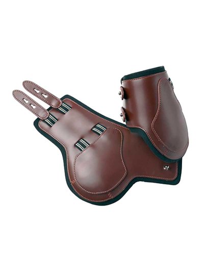 Lot de 2 protections de boulets (postérieurs) en cuir marron pour poney - F33 - Prestige