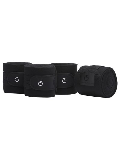 Pack de 4 vendas polares de trabajo en color negro y logotipo blanco para caballo - Cavalleria Toscana