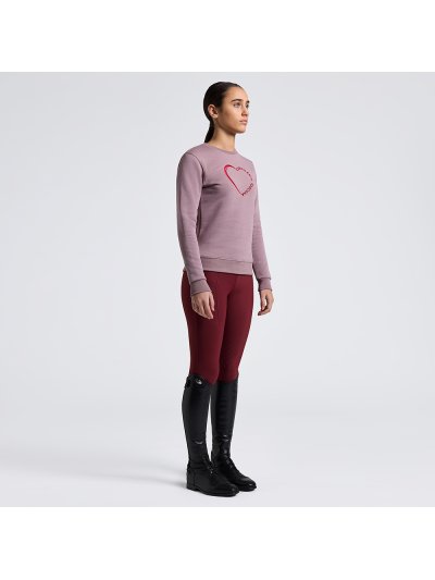 Girls’ lilac cotton sweatshirt with red embroidered heart – Cavalleria Toscana
