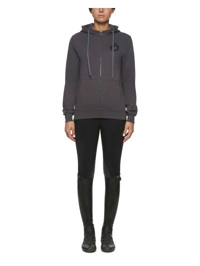 Sweat gris foncé avec capuche e interior polaire pour femme - Cavalleria Toscana