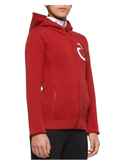 Sweat polaire rouge avec fermeture éclair et capuche junior unisexe - Cavalleria Toscana