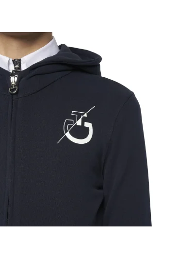 Sweat zippé à capuche junior unisexe bleu marine CT Team - Cavalleria Toscana