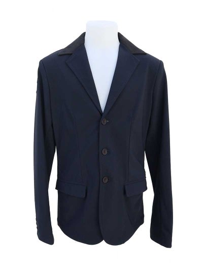 Veste de compétition bleu marine avec col Alcantara noir pour garçon - Cavalleria Toscana