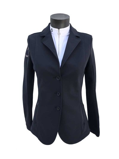 Veste de compétition avec espalda de maille de punto bleu marine avec logo argenté pour femme - Cavalleria Toscana Revolution