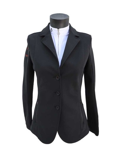 Veste de compétition avec espalda de maille de punto noire avec logo orange pour femme - Cavalleria Toscana Revolution