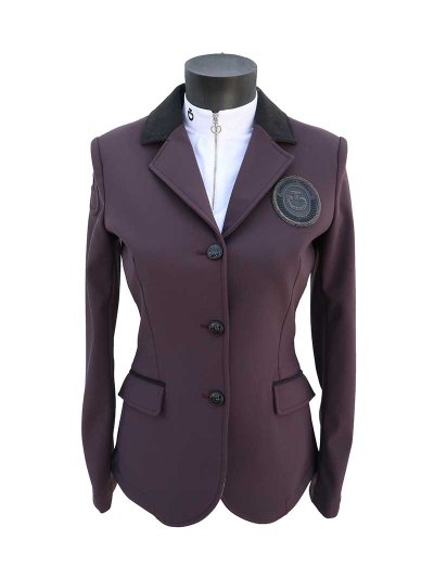 Veste de compétition en tono vino avec col Alcantara noir pour femme - Cavalleria Toscana