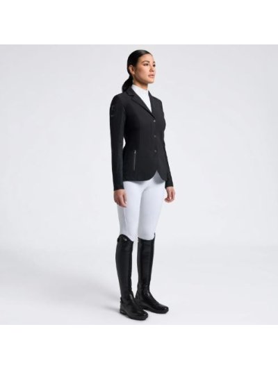 Americana de competición gris claro con espalda de tejido técnico elástico para mujer - R-EVO - Cavalleria Toscana