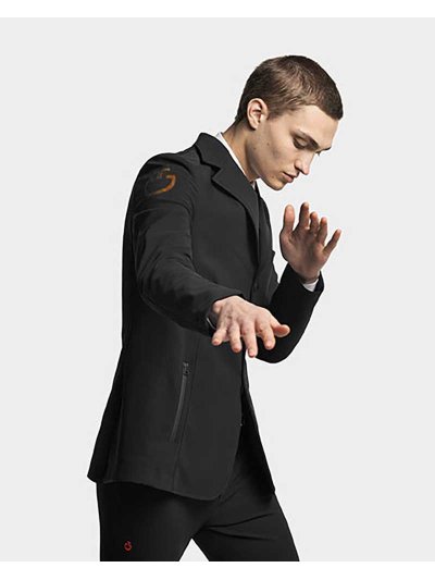Veste de compétition de tissu technique noire avec logo orange pour homme - Cavalleria Toscana