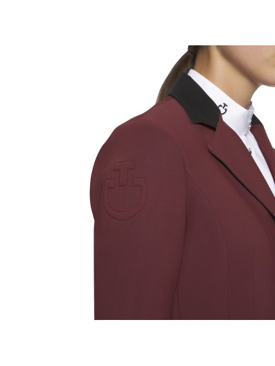 Burgundy competition jacket with Alcantara collar and black buttons for women - Cavalleria Toscana