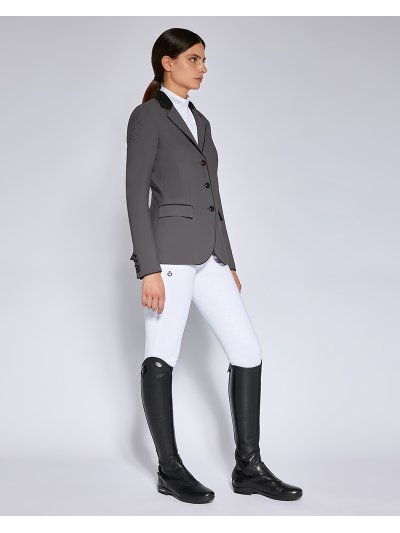 Americana de competición gris oscura cuello alcántara negro para mujer -  Cavalleria Toscana