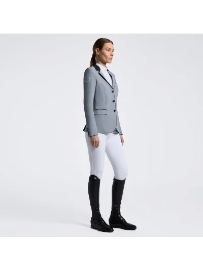 Grey-blue (Windward Blue) competition jacket with Alcantara collar and buttons for women GP - Cavalleria Toscana - imagen 2