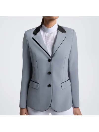 Grey-blue (Windward Blue) competition jacket with Alcantara collar and buttons for women GP - Cavalleria Toscana