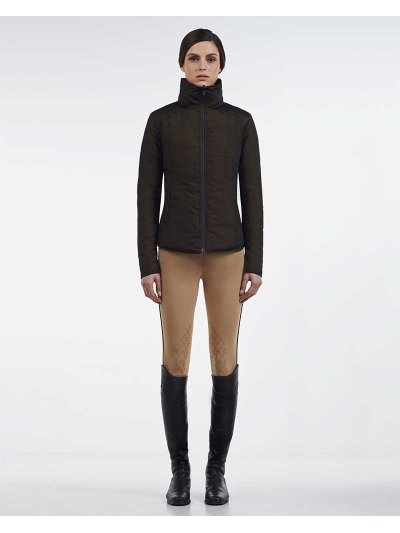 Manteau court en plumes reversible moutarde et noir pour femme - Cavalleria Toscana