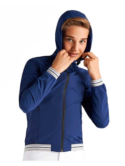 Coupe-vent de nylon bleu électrique avec capuche junior unisexe - Cavalleria Toscana