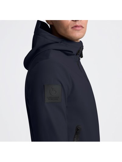 Men’s navy blue thermal softshell jacket with hood - Cavalleria Toscana
