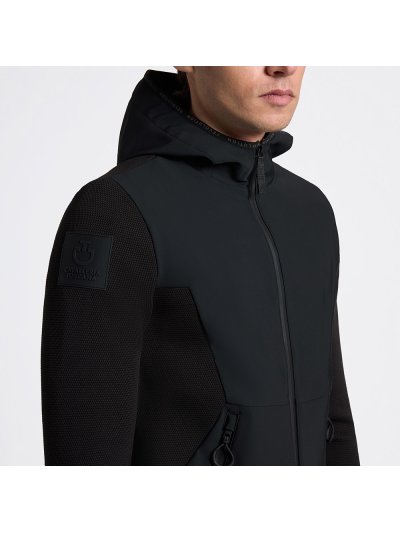 Men’s black tech knit softshell jacket with hood - Cavalleria Toscana