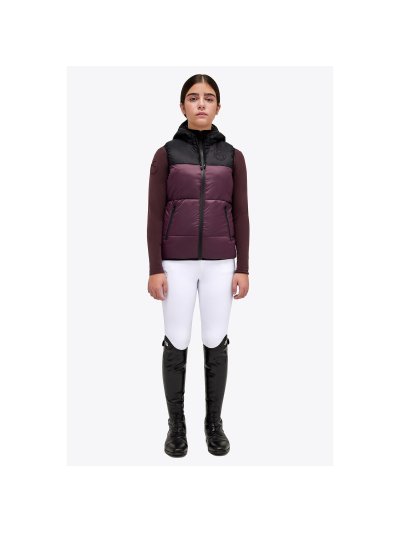 Chaleco negro y morado de nailon para invierno con capucha junior - Cavalleria Toscana