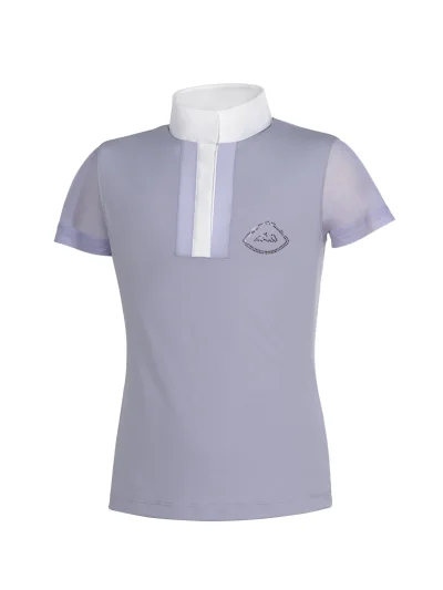 Polo de competición de manga corta lila para niña EQGILI - Equiline