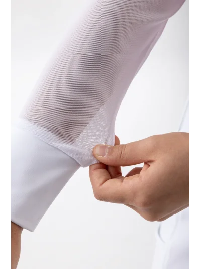 Pink (Daybreak) long-sleeve competition polo shirt with white tulle sleeves for girls EQGOR - Equiline - imagen 3