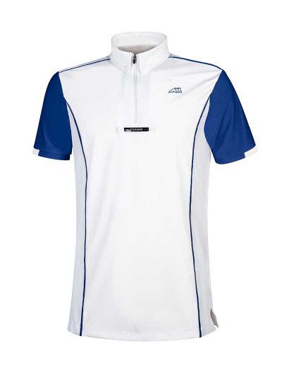 Polo de compétition à manches courtes blanc et bleu pour homme - Geo - Equiline