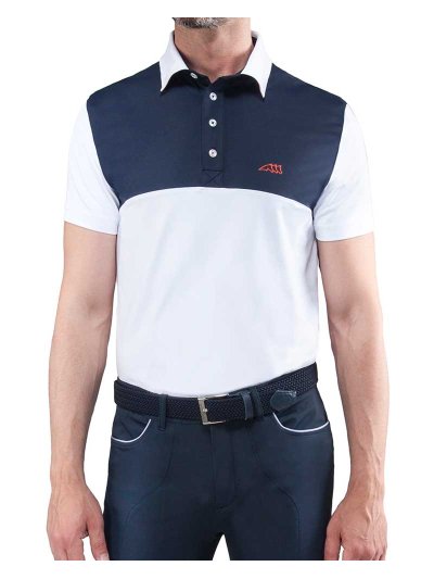 Polo à manches courtes bleu marine et blanc pour homme - Collins - Equiline