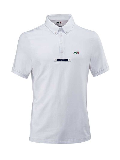 Polo en piqué de compétition à manches courtes blanc pour homme - Cotan - Equiline