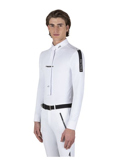 Polo de competición de manga larga blanco hombre - Equiline