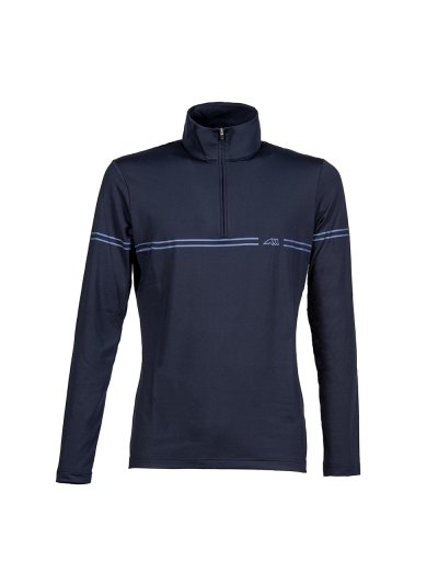 Men's navy blue long sleeve half zip training polo shirt - Equiline