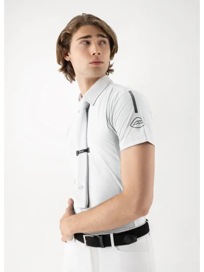 Polo de competición de manga corta blanco para hombre EQCILORT - Equiline