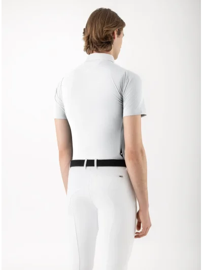 Polo de competición de manga corta blanco para hombre EQCILORT - Equiline - imagen 3