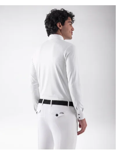 White long-sleeve competition polo shirt for men EQCAMIC - Equiline - imagen 2