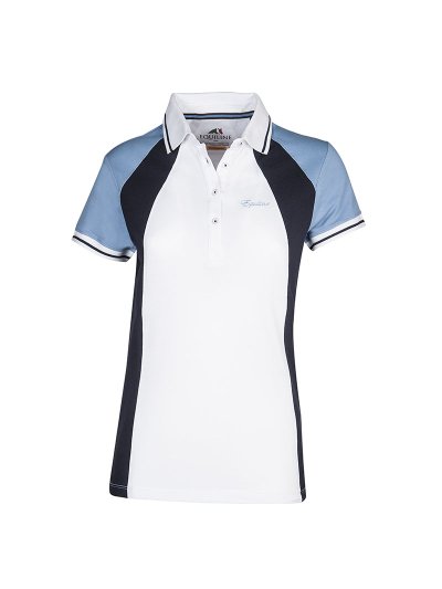 Polo blanco, azul marino y azul cielo corta para mujer - Nancy - Equiline