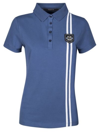 Polo bleu avec écusson sur la poitrine pour femme modèle Royal - Equiline
