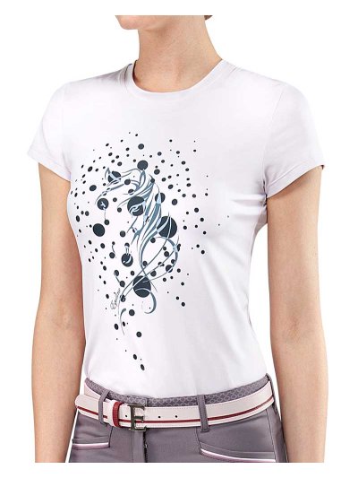 T-shirt d'entraînement à manches courtes rose clair à strass pour femme - Eulalia - Equiline