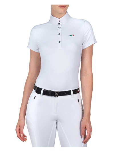 Polo de compétition à manches courtes blanc pour femme - Canche - Equiline