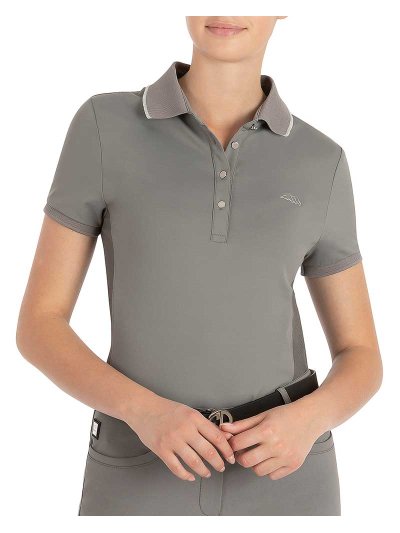 Polo technique d'entraînement à manches courtes gris pour femme - Ellae - Equiline