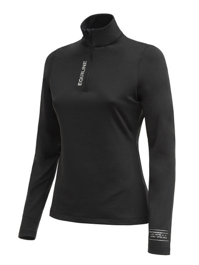 Camiseta de entrenamiento de manga larga negra con media cremallera para invierno mujer - Maglia - Equiline