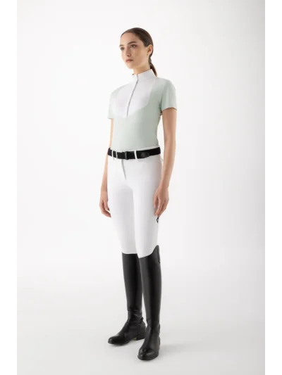 Polo de competición de manga corta verde para mujer EQCEMME - Equiline - imagen 3