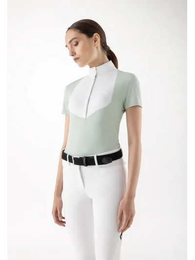 Polo de competición de manga corta verde para mujer EQCEMME - Equiline