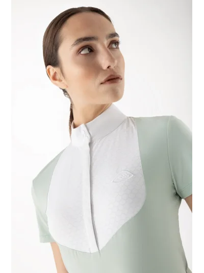 Polo de competición de manga corta verde para mujer EQCEMME - Equiline - imagen 4