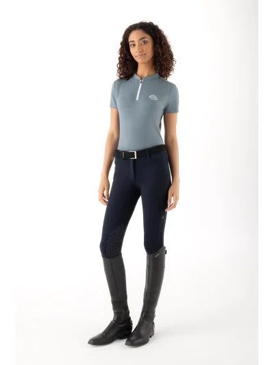 Polo de tiempo libre de manga corta verde para mujer EQCRESTY - Equiline - imagen 2