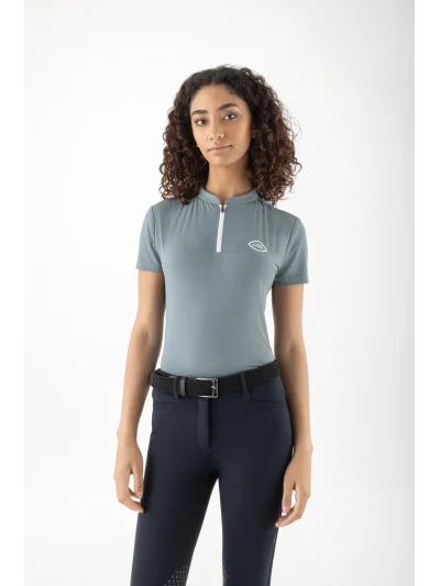 Polo de tiempo libre de manga corta verde para mujer EQCRESTY - Equiline - imagen 4