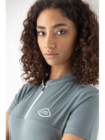 Polo de tiempo libre de manga corta verde para mujer EQCRESTY - Equiline