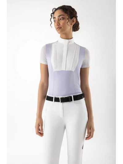 Polo de competición de manga corta lila para mujer EQGLIO - Equiline