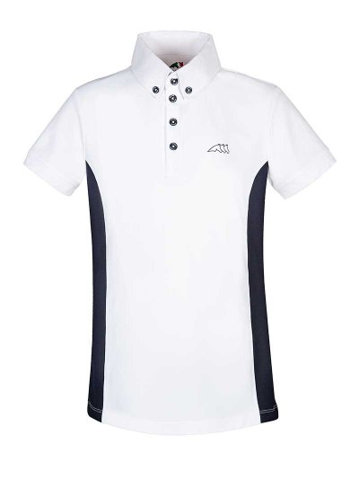 Polo en piqué de compétition à manches courtes blanc et bleu marine pour garçon - Dark - Equiline