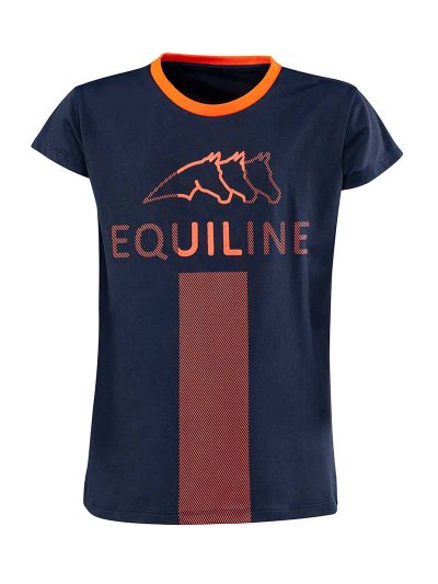 T-shirt casual ou d'entraînement à manches courtes bleu marine et orange junior unisexe - Justin - Equiline