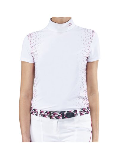 Polo technique de compétition à manches courtes blanc et rose pour fille - Jiji - Equiline